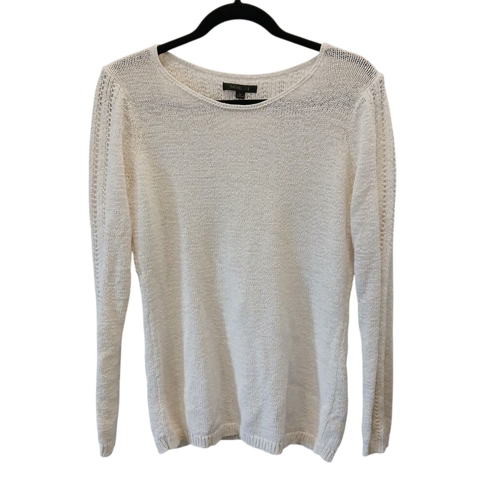 Rachel Zoe Karla Openwork Knit Sweater Women's‎ Size Large Cream White Pullover